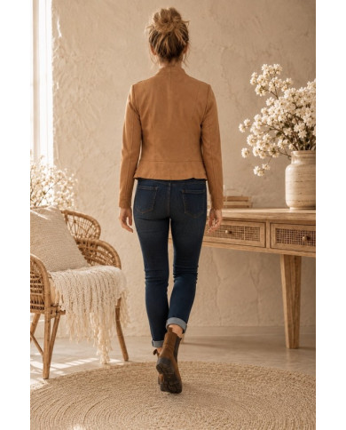 Veste suédine cognac