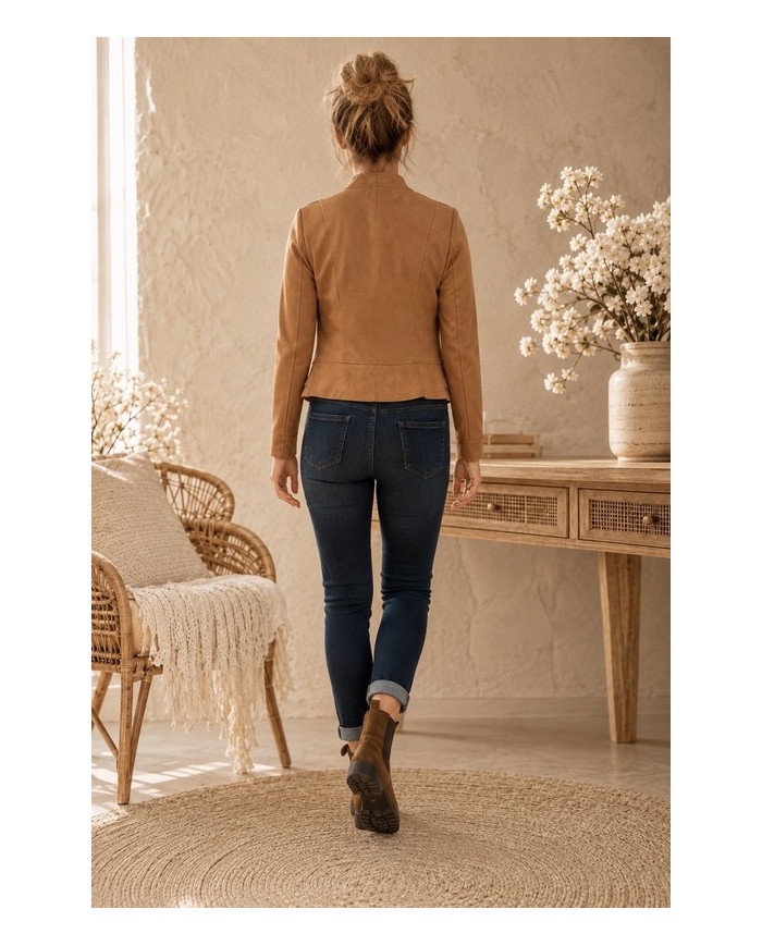 Veste suédine cognac
