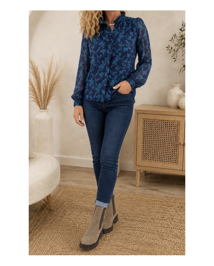 Chemisier bleu canard Lilou - taille S/M