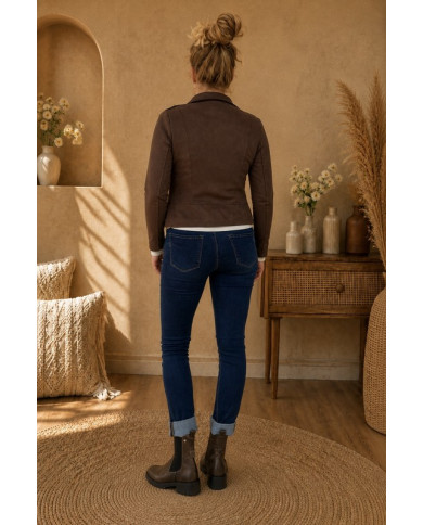 Veste suédine marron chocolat