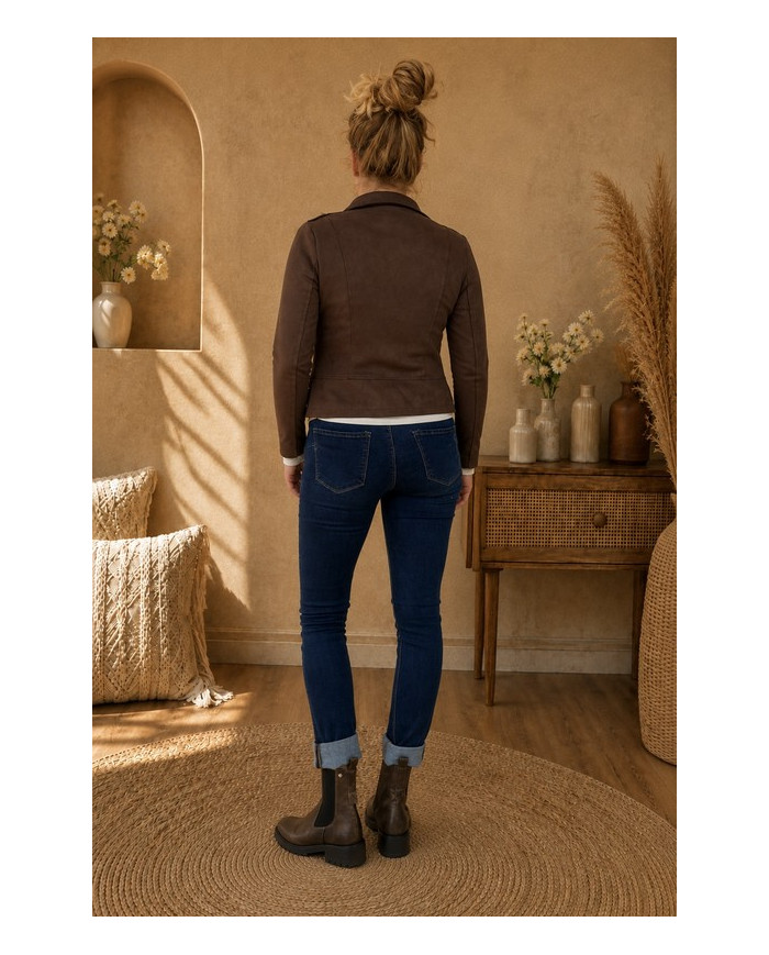 Veste suédine marron chocolat