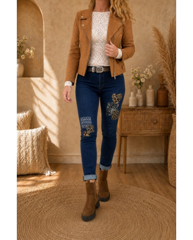 Veste suédine cognac