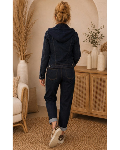 Veste en jean à capuche bleu brut