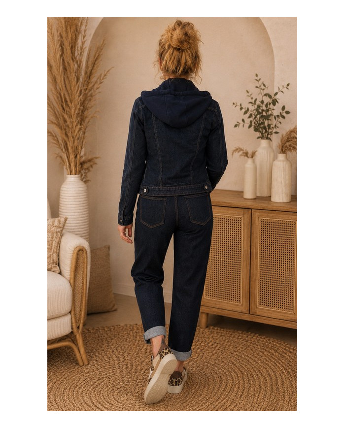 Veste en jean à capuche bleu brut