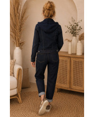 Veste en jean à capuche bleu brut