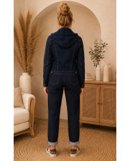 Veste en jean à capuche bleu brut