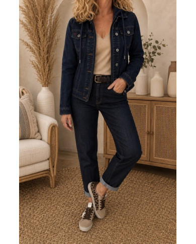 Veste en jean à capuche bleu brut