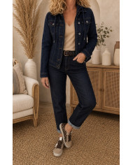 Veste en jean à capuche bleu brut
