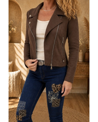 Veste suédine marron chocolat