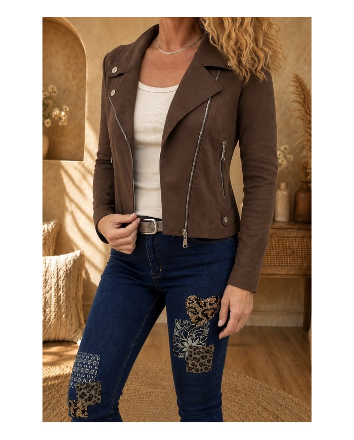 Veste suédine marron chocolat