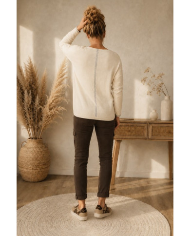 Pull écru étoile doré