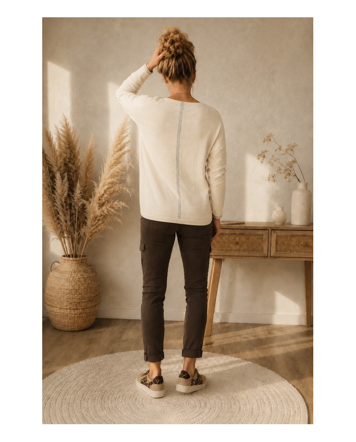 Pull écru étoile doré