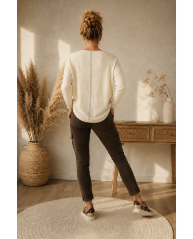 Pull écru étoile doré