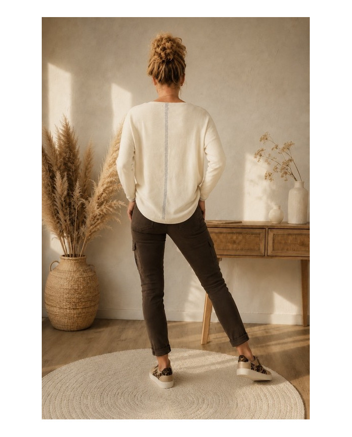 Pull écru étoile doré