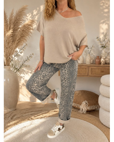 Pull cape beige & petites paillettes