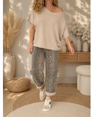 Pull cape beige & petites paillettes