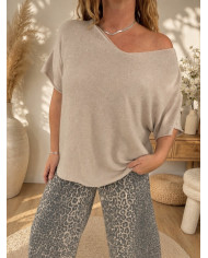 Pull cape beige & petites paillettes