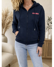 Sweat zippé à capuche bleu marine "Iconic"
