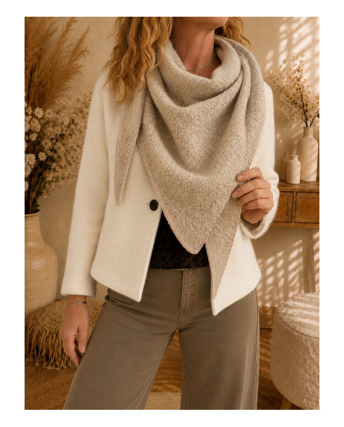 Écharpe triangle chaude taupe