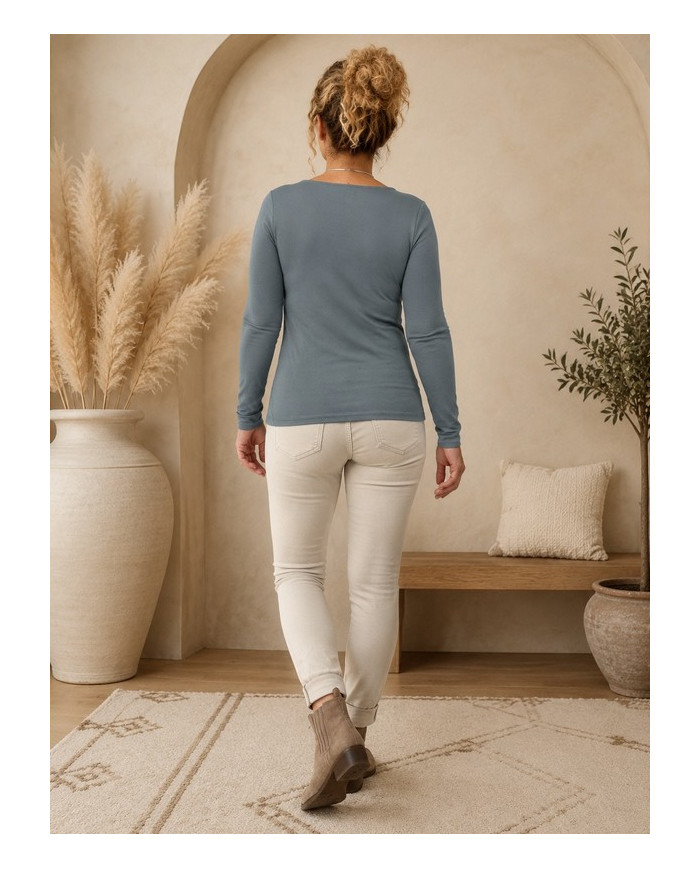 Top confort bleu gris