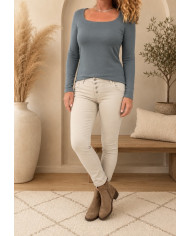 Top confort bleu gris