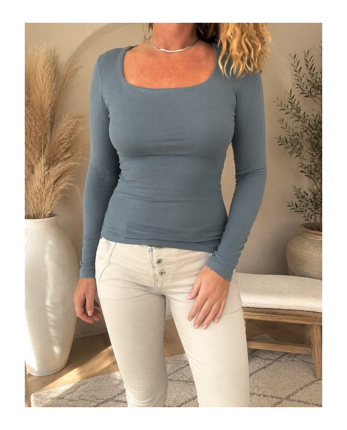 Top confort bleu gris