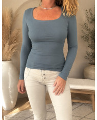 Top confort bleu gris