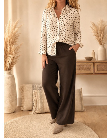 Pantalon flanelle chocolat Thomas