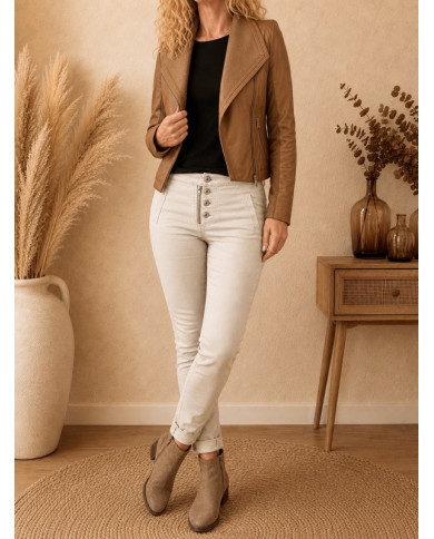 Veste en simili cuir marron camel