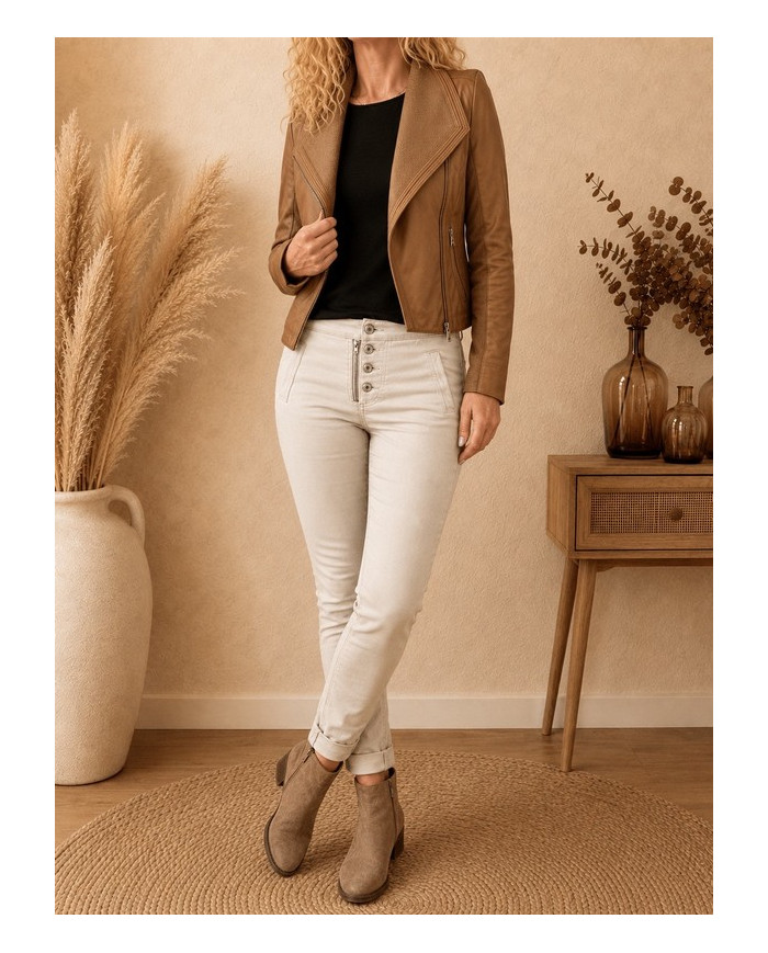 Veste en simili cuir marron camel