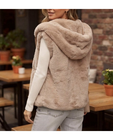 Veste sans manches en fourrure taupe