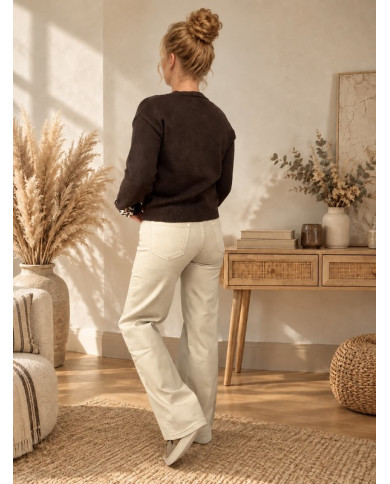 Pantalon wide leg beige Arsène
