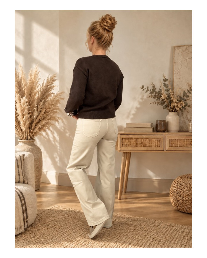 Pantalon wide leg beige Arsène
