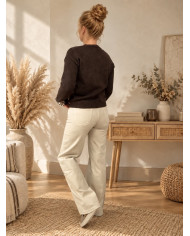 Pantalon wide leg beige Arsène