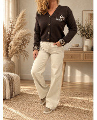 Pantalon wide leg beige Arsène