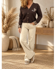 Pantalon wide leg beige Arsène