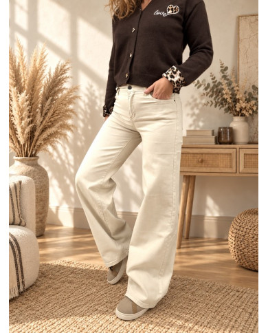 Pantalon wide leg beige Arsène