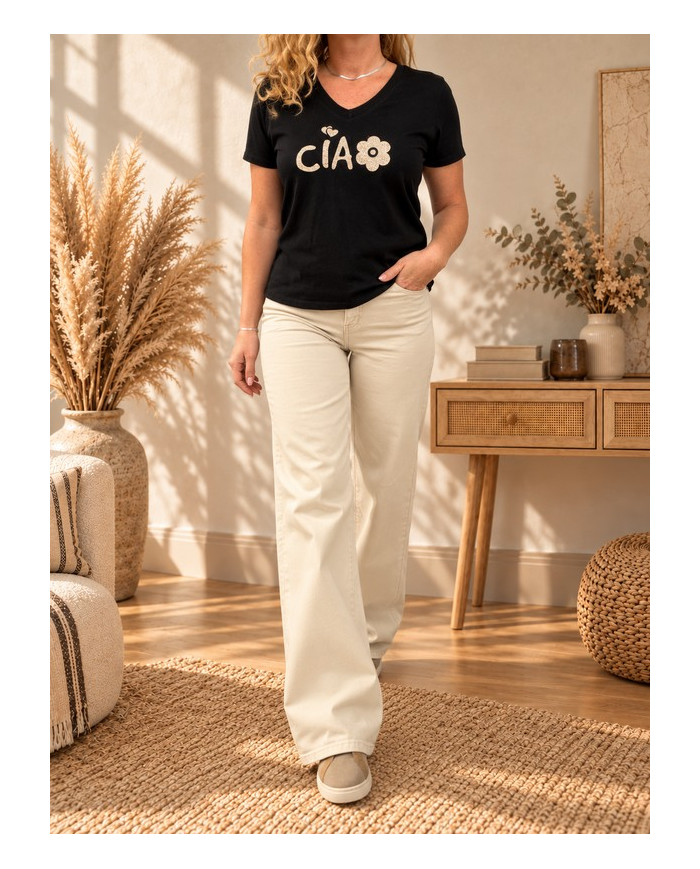Pantalon wide leg beige Arsène