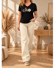 Pantalon wide leg beige Arsène