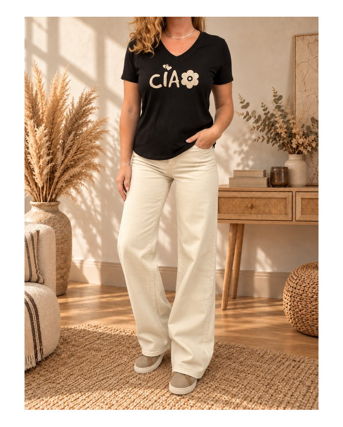 Pantalon wide leg beige Arsène