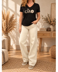 Pantalon wide leg beige Arsène