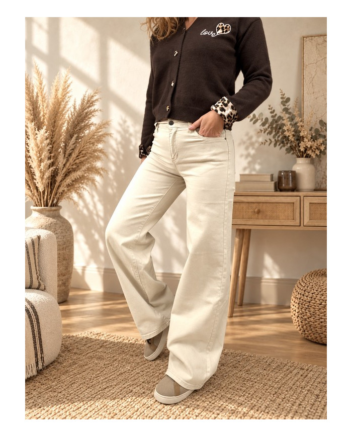 Pantalon wide leg beige Arsène