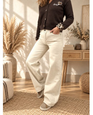 Pantalon wide leg beige Arsène