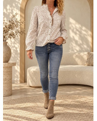 Chemisier fleuri taupe / camel Nawelle