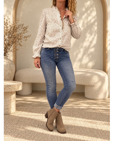 Chemisier fleuri taupe / camel Nawelle