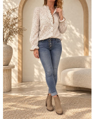 Chemisier fleuri taupe / camel Nawelle