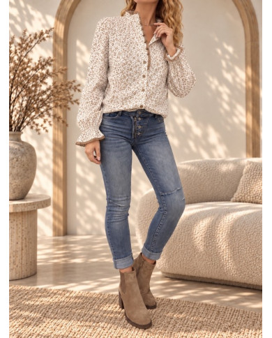 Chemisier fleuri taupe / camel Nawelle