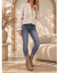 Chemisier fleuri taupe / camel Nawelle
