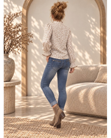 Chemisier fleuri taupe / camel Nawelle