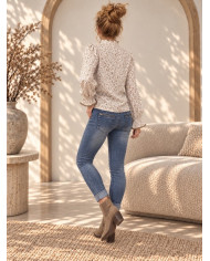Chemisier fleuri taupe / camel Nawelle